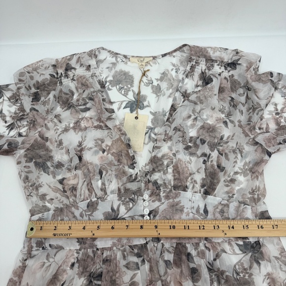 Easel Dress Women Large NEW Gray Floral Sheer Fairy Coquette Maxi Cover Up - Picture 12 of 14